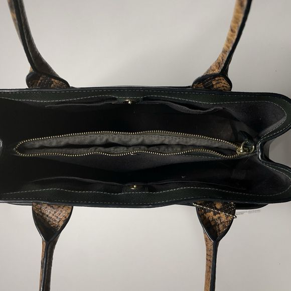 Coach Crossgrain Leather Green Snake Handle Casey Tote Carryall Bag Purse F31474 - Picture 8 of 14